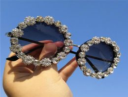 Sunglasses Diamond Handmade Retro Women Shades Brand Designer Fashion Lady Round Eyeglasses Frame Luxury Eyewear FML5195221