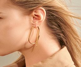 Trendy Minimalist O Shape Gold Silver Color Hoop Earrings for Women Modern Geometrical Large Solid Metal Earrings2439953