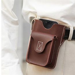 Waist Bags Men's Portable Sports Running Mobile Phone Storage Belt Bag Pu Leather Ultra-thin
