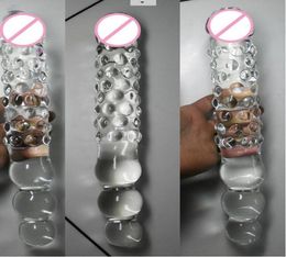 big glass long dildo with 3 anal Beadsdouble dildo and ass anal toys huge dildo Large Glass butt Plug Sex Products for Woman Y2009496045