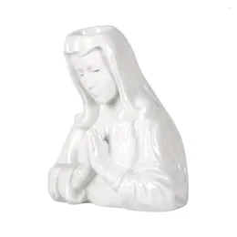 Candle Holders Crying Halloween Holder Virgin Mary Figurines Columnar Candles Resin Candlestick Crafts For Centrepieces Gifts H