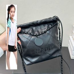 Kids Bags Luxury Brand CC Bag Womens Clafskin Full Black 22 Mini Shopping Shoulder Quilted Bags With Round Strap Metal Hardware Matelasse Chain Crossbody Handbags Ou