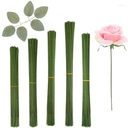 Decorative Flowers 20 Pcs 15/20/25/30/40cm Artificial Green Flower Stem DIY Floral Material Handmade Wire Accessoies For Wedding Home Decor