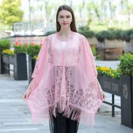 Beach Sunscreen Clothing Lace Cardigan Summer Outer Wear Sunshade Cape Women Tassel Coat Spring Seaside Holiday Leisure Shawl