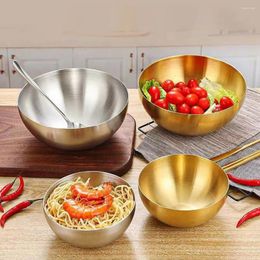 Bowls Versatile Salad Bowl Set Easy To Clean Stainless Steel Convenient Storage Gold 20cm