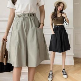 Women's Shorts Big Size High Waist Wide-legged Pants Women Summer Loose Casual Sweatpants Elastic Skirt Trouser Clothes Solid