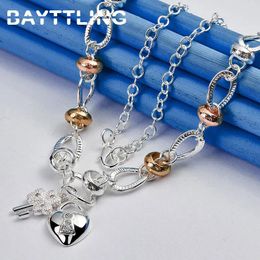 Pendants 925 Sterling Silver 20 Inches Fine Heart Keys Necklace Women Fashion Charm Jewellery Engagement Party Wedding