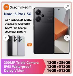 Xiaomi Redmi Nota 13 Pro Plus 5G Dimensidade 7200 Câmeras triplas Ultra 200MP 120W 512GB NFC