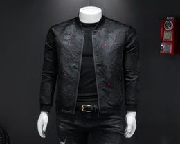 Men039s Jackets Spring Autumn Men Casual Jacket Coat Flower Slim Fit Pattern Bomber 4xl Puff Jacquard Black3104258