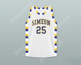 CUSTOM NAY Youth/Kids DERRICK ROSE 25 SIMEON CAREER ACADEMY WOLVERINES WHITE BASKETBALL JERSEY 2 TOP Stitched S-6XL