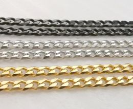 Lot 5meter in bulk 5MM blacksilver gold stainless steel Curb Link Chain findings Jewellery marking DIY necklace bracelet2720361