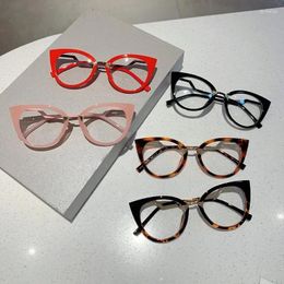 Sunglasses Vintage Cat Eye Glasses Frame Stylish Semi Metal Rim Women Eyewear Trendy Brand Design Non-prescription Eyeglasses