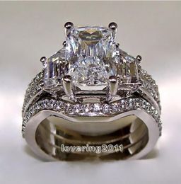 choucong Princess cut 5ct Diamond 10KT White Gold Filled 3in1 Engagement Wedding Ring Set Size 511 Gift2458301