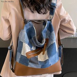 School Bags Women's 2024 Fashion High End Crossbody Bag Large Capacity City Backpack Checkered Decoration Mochila