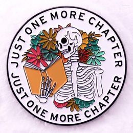 Brooches Just One More Chapter Badge Read Books Skeleton Enamel Pin Denim Jackets Clothing Brooch Bookworm Nerd Jewellery