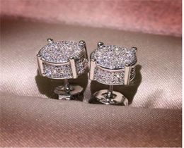 Unisex Men Women Earrings Studs Yellow White Gold Plated Sparkling CZ Simulated Diamond Earrings For Men Women 7960230