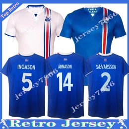 2016 Retro Iceland SAEVARSSON Soccer Jerseys National Team Islandia 16 17 SIGURDSSON Uniforms Home Away GUDJOHNSEN R FINNBOGASON Men's Football Shirts