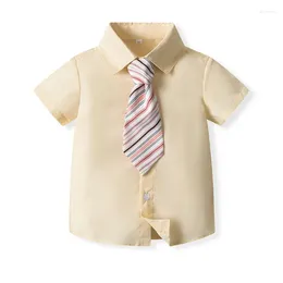 Clothing Sets Baby Boy Gentleman Set Outfits Short Sleeve Button Shirt With Bowtie Suspender Shorts For Toddler Clothes