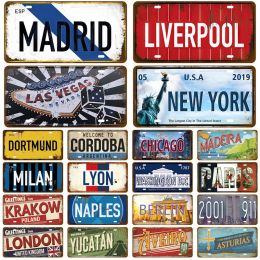 Famous City Art Plate Poster Metal Sign Vintage Home Decor Retro Metal Tin Signs Pub Club Bar Car Garage Wall Art Home Decor Wall Decor Craft Home Decor 6x12 Inch