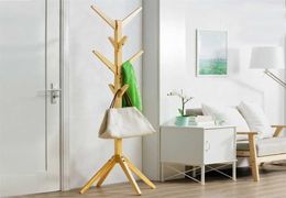 8 Hooks Solid Wood Floor Standing Coat Racks Home Furniture Storage Clothes Hanging Wooden Hanger Bedroom Drying Rack 2012182352106