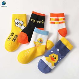 Kids Socks 5 Pairs/Lot Baby Socks Autumn Winter Warm Cotton Kids Socks Cute Girls Cartoon Duck Boys Infant Socks Accessories Miaoyoutong Y240504