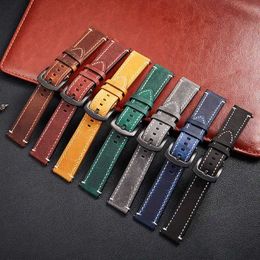 Watch Bands Crazy Horse Cowhide Quick Release Straps Handmade Vintage bands 18mm 20mm 22mm 24mm Replacement Leather Band H240504