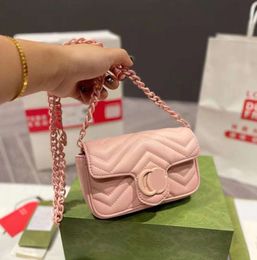 Top Tier Quality Women Bags Calfskin Matelasse Super Mini Purses Crossbody Shoulder Chain Classic Chevron Quilted Ladies Clutch Handbags Macaron Colour