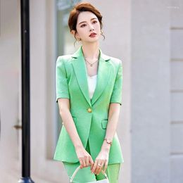 Women's Two Piece Pants High Quality Fabric Women Business Suits Female Pantsuits Formal Blazers Professional Career Interview Trousers Set