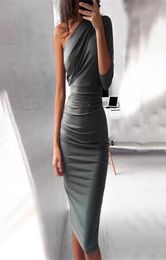 Designer Women Bodycon Dress with Sashes Slant Collar Slim Woman Vestidoes Sexy Plus Size Ladies Robe8095927