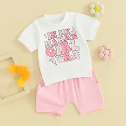 Clothing Sets Toddler Baby Girls Summer Outfits Floral Letter Printed Sweatshirt T-shirt Top Short Set 2Pcs Infant Clothes