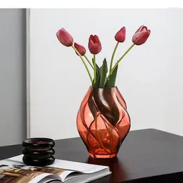 Vases Creative Floral Shape Relief Vase Desk Decoration Transparent Glass Hydroponics Flower Pots Decorative Arrangement