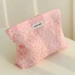 Cosmetic Organizer Womens Makeup Bag Pink Leopard Print Large Capacity Lipstick Air Cushion Sanitary Pad Storage Bag Portable Toiletry Bag Y240503