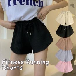 Women Shorts Summer High Elastic Lace Up Drawstring Wide Leg Sweat Fitness Running Loose Casual Large Sports Pants 240429