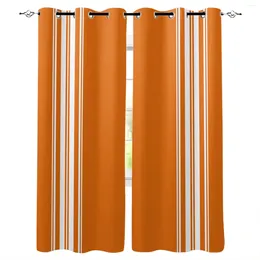 Curtain Thanksgiving Fall Orange Stripes Farm European Curtains For Living Room Festival Window Bedroom Drapes Panels