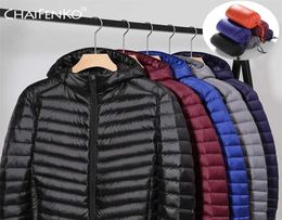 Men039s Winter Light Packable Down Jacket Men Autumn Fashion Slim Hooded Coat Plus Size Casual Brand s 2111191787931