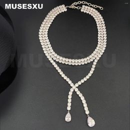 Choker Jewellery & Accessories Luxury Style High Quality Inlaid With Crystals Three Layer Tassel Necklace For Woman's Gifts