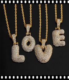 Hip Hop AZ Custom Name Bubble Letters Pendant Necklaces Charm For Men Women Gold Cubic Zircon Hip Hop Jewellery Gifts Pendant Neckl4955571