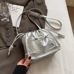 Shoulder Bags Bow Design Pu Leather Mini Korean Fashion Women Handbags And Purses 2024 Y2K Female Silver Crossbody