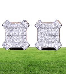 New 10mm Square Stud Earring for Men Women039s Charm Ice Out CZ Stone Rock Street Hip Hop Jewellery Three Colors6890411