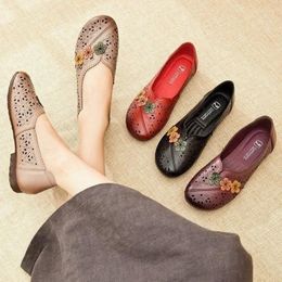 Casual Shoes Flower Women Causal Sneakers Slip On Mesh Flats Autumn Platform Leather Cashmere Single Plus Size 43