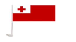 Tonga Car Flag 30x45cm Window Clip Tongan Flags Polyester UV Protection Car Decoration Banner with Flagpole6451309