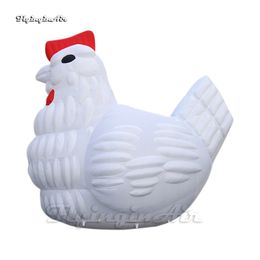 wholesale 5m White Inflatable Hen Personalised Advertising Cartoon Animal Mascot Model Air Blow Up Domestic Fowl Chicken Balloon For Farm Decoration