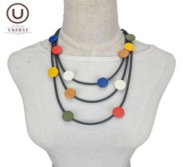 Chokers UKEBAY Multicolor Wood Necklaces Women Choker Necklace Rubber Rope Gothic Jewellery Boho Clothes Accessories Sweater Chains8292900