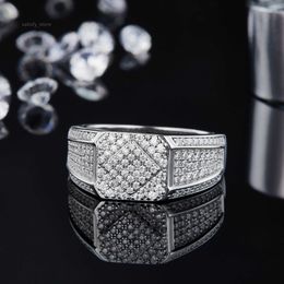 Abiding Wholesale Sterling Silver Jewellery Diamond Man Ring Excellent Finishing D Colour VVS Moissanite Ring Men Rings