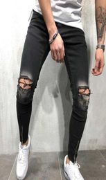 Black jeans Men Jeans Destroyed Ripped Design Pencil Pants Ankle Skinny Men High Quality Street Clothe X06211486394