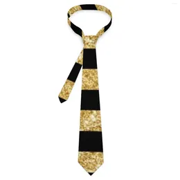 Bow Ties Black Stripes Pattern Tie Elegant Gold Glitter Design Neck Retro Casual Collar For Male Party Necktie Accessories