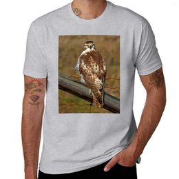 Men's Tank Tops Red-tailed Hawk On Fence T-shirt Boys Animal Print Prinfor Whites T Shirt Men