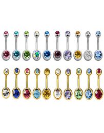 20pieces 14G 316LStainless Steel Assorted Colours Curved Belly Button Rings for Women Naval Screw Body Jewellery Stud Piercing2522467
