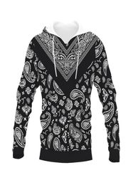 Autumnwinter New 3D Bandana Red Paisley Print Hoodie European and American Men039s Loose Pullover Hoodie 0019578857