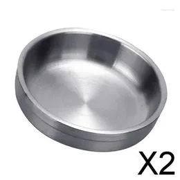 Storage Bottles 2xStainless Steel Household Round Shaped Sauce Soy Dish Bowl Silver 9cm